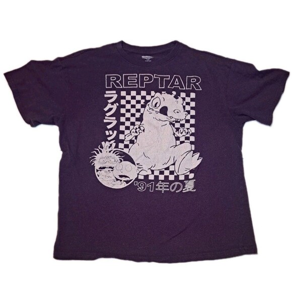 Rugrats Womens XL Purple White Reptar Tommy Chuckie Nickelodeon Graphic T-Shirt - Picture 2 of 6